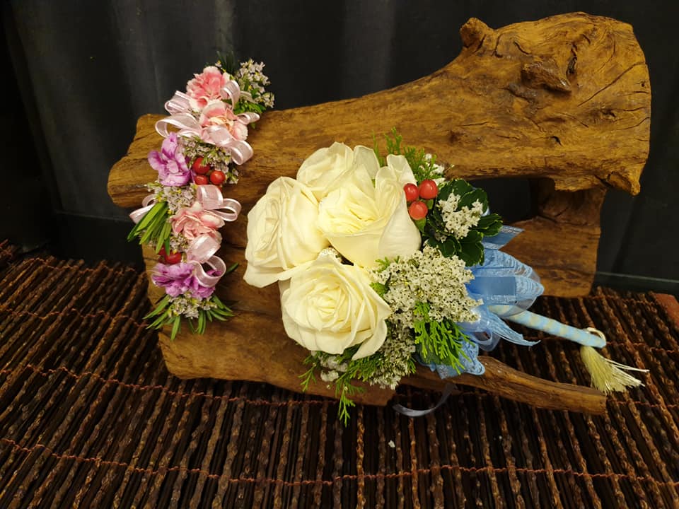 Bridal Bouquet & Flower Girl Headpiece